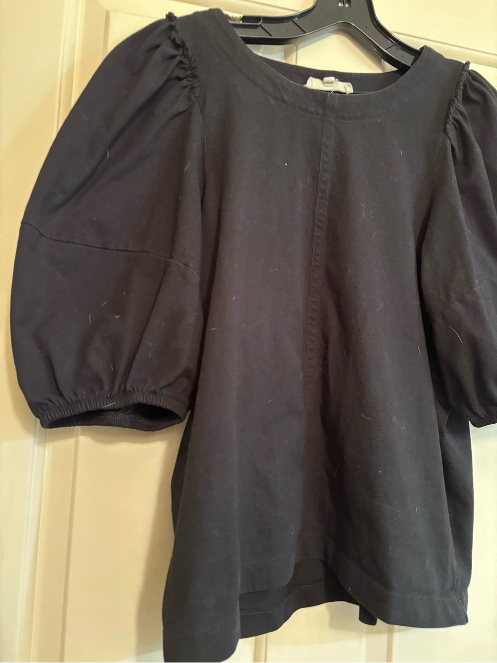 Madewell Black Women’s Crewneck Puff-Sleeve Top
